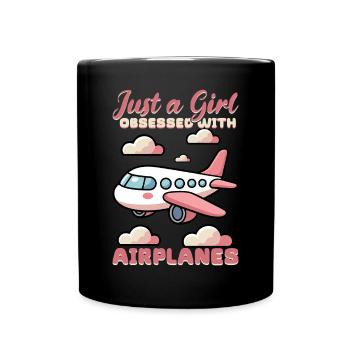 Airplane Kids Travel Pilot Toddler - Full Colour Mug - black - Front