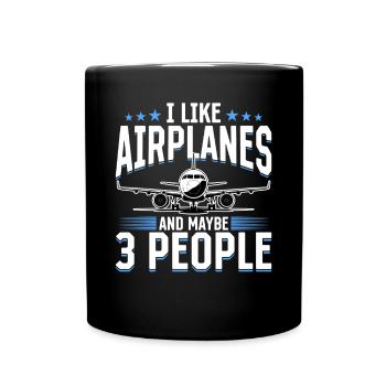 Airplane Kids Travel Pilot Toddler - Full Colour Mug - black - Front
