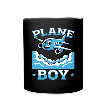 Airplane Kids Travel Pilot Toddler - Full Colour Mug - black - Front