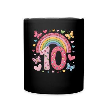Papillon arc-en-ciel 10e anniversaire fille - Mug uni - noir - Devant