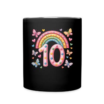 Papillon arc-en-ciel 10e anniversaire fille - Mug uni - noir - Devant