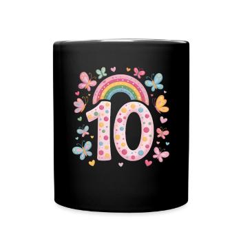 Papillon arc-en-ciel 10e anniversaire fille - Mug uni - noir - Devant