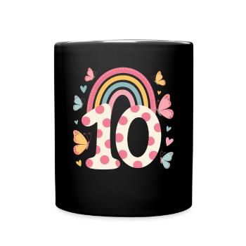 Papillon arc-en-ciel 10e anniversaire fille - Mug uni - noir - Devant