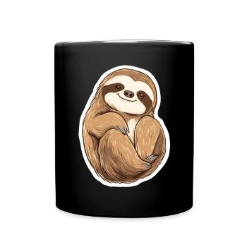 Faultier - Tasse einfarbig - Schwarz - Vorne