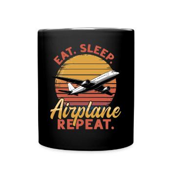Airplane Kids Travel Pilot Toddler - Full Colour Mug - black - Front