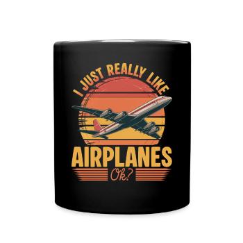 Airplane Kids Travel Pilot Toddler - Full Colour Mug - black - Front