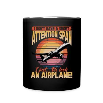 Airplane Kids Travel Pilot Toddler - Full Colour Mug - black - Front