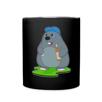 Maulwurf Flasche Bier - Tasse einfarbig - Schwarz - Vorne
