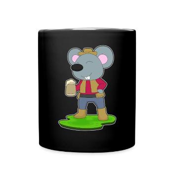 Maus Bier - Tasse einfarbig - Schwarz - Vorne