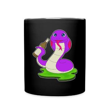 Schlange Flasche Bier - Tasse einfarbig - Schwarz - Vorne