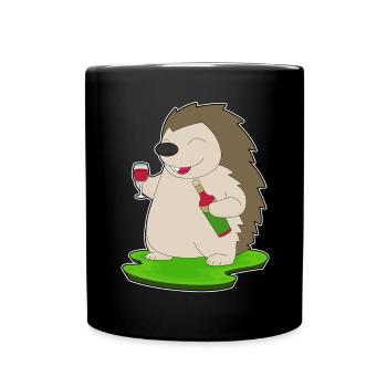 Hedgehog bottle of red wine - Full Colour Mug - black - Front