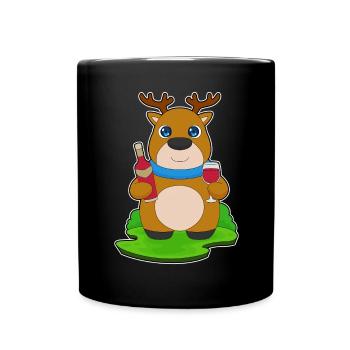 Reindeer bottle of red wine - Full Colour Mug - black - Front