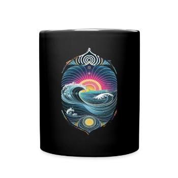 Fascinating waves and sunrise in the - Full Colour Mug - black - Front