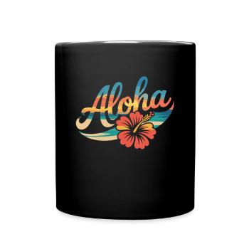 Aloha Été Hibiscus Plage Coucher de soleil - Mug uni - noir - Devant