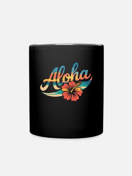 Aloha Été Hibiscus Plage Coucher de soleil - Mug uni - noir