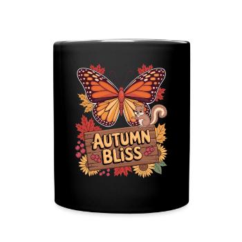 Autumn Joy Butterfly Squirrel and - Full Colour Mug - black - Front