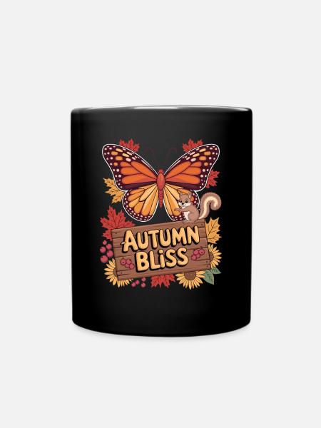 Herbstfreude Schmetterling Eichhörnchen und - Tasse einfarbig - Schwarz