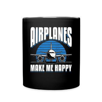 Airplane Kids Travel Pilot Toddler - Full Colour Mug - black - Front