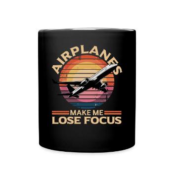 Airplane Kids Travel Pilot Toddler - Full Colour Mug - black - Front