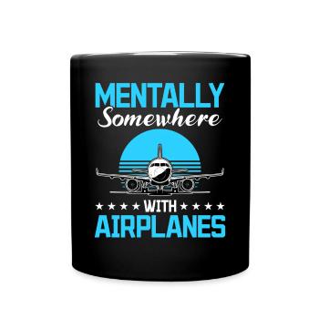 Airplane Kids Travel Pilot Toddler - Full Colour Mug - black - Front
