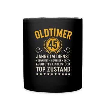 Firmenjubiläum 45 Jahre Dienstjubiläum Jubiläum - Tasse einfarbig - Schwarz - Vorne