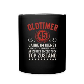 Firmenjubiläum 45 Jahre Dienstjubiläum Jubiläum - Tasse einfarbig - Schwarz - Vorne