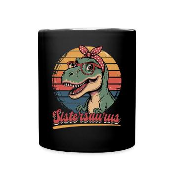 Dinosaur T-Rex Sistersaurus - Full Colour Mug - black - Front