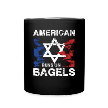 American Runs On Bagels with Star Motif and - Full Colour Mug - black - Front