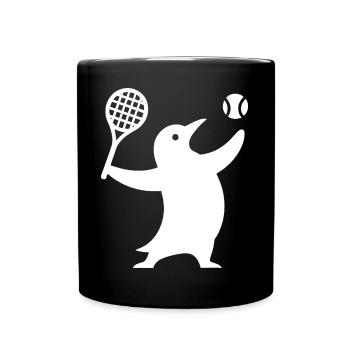 Schlichte Pinguin Silhouette Tennis Spieler Sport - Tasse einfarbig - Schwarz - Vorne