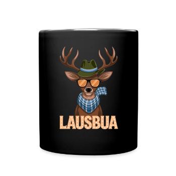 Cerf de Lausbua avec lunettes de soleil et chapeau - Mug uni - noir - Devant