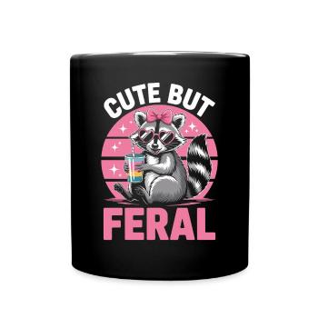 Raton laveur mignon mais sauvage avec arc - Mug uni - noir - Devant