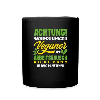 Attention Je suis végétalien Drôle Cadeau végétalien - Mug uni - noir - Devant