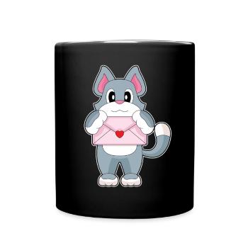 Katze Liebesbrief - Tasse einfarbig - Schwarz - Vorne