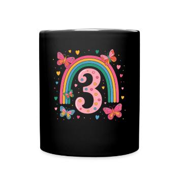 Papillon arc-en-ciel 3ème anniversaire fille - Mug uni - noir - Devant