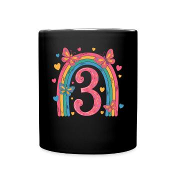 Papillon arc-en-ciel 3ème anniversaire fille - Mug uni - noir - Devant