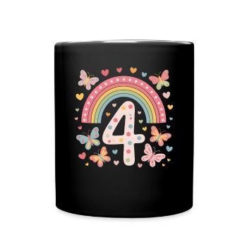 Papillon arc-en-ciel 4e anniversaire fille - Mug uni - noir - Devant