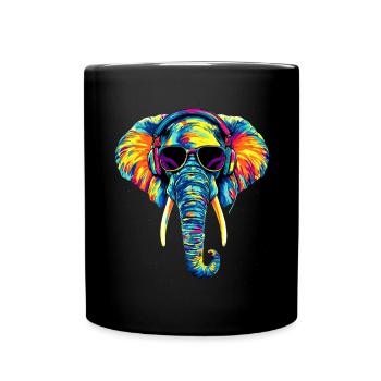 Elephant Trunk Africa Safari Wilderness Elephant - Full Colour Mug - black - Front
