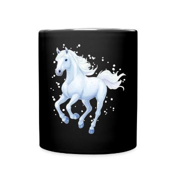 Cheval avec des flocons de neige - Mug uni - noir - Devant