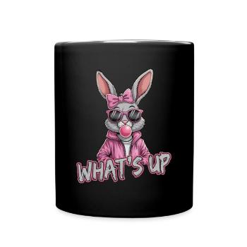 Cool bunny with sunglasses and chewing gum - - Full Colour Mug - black - Front