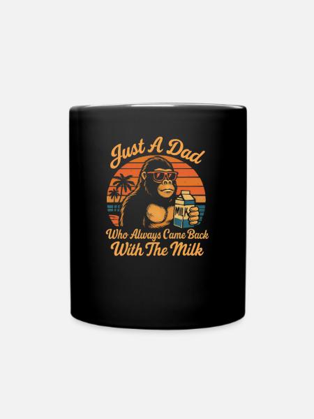 Just a father who always came back with the milk - Full Colour Mug - black