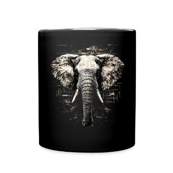 Elephant Trunk Africa Safari Wilderness Elephant - Full Colour Mug - black - Front