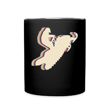 Schneemobil Schneemobilfahren Retro Line Art - Tasse einfarbig - Schwarz - Vorne