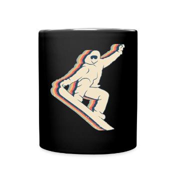 Snowboarding Snowboard Snowboarder Retro Line Art - Tasse einfarbig - Schwarz - Vorne