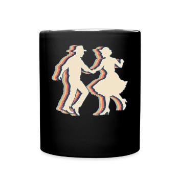 Square Dance Dancing Retro Line Art - Full Colour Mug - black - Front
