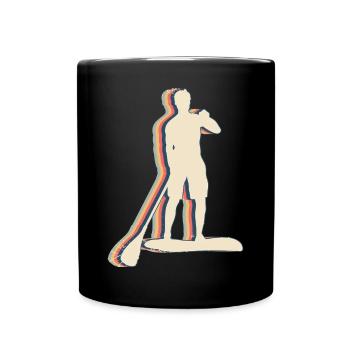 Stand Up Paddle SUP Retro Line Art - Mug uni - noir - Devant