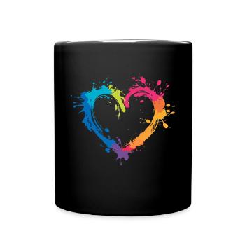 Colorful heart made of splashes of color for creative minds - Full Colour Mug - black - Front