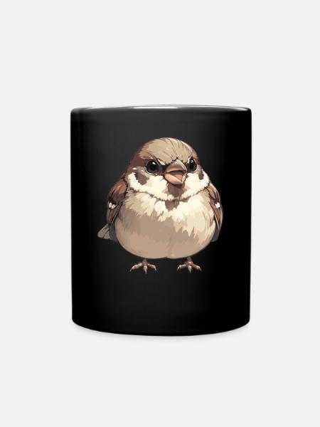Spatzen Spatz - Tasse einfarbig - Schwarz