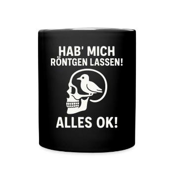 Röntgenbild mit Vogel im Kopf - Tasse einfarbig - Schwarz - Vorne