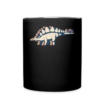 Stegosaurus Dinosaurier Retro Line Art - Tasse einfarbig - Schwarz - Vorne