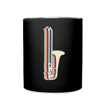 Trombone Instrument Tromboniste Rétro Line Art - Mug uni - noir - Devant